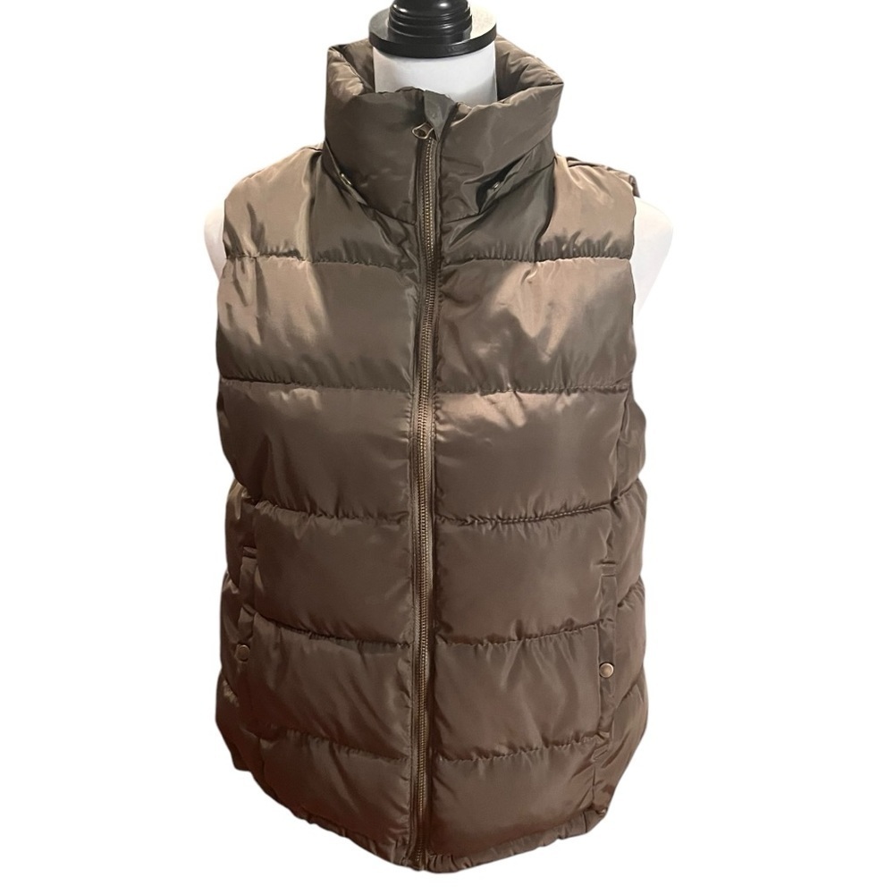 Arizona Jeans Green Puffer Snap Zipper Vest women’s size medium